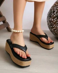 Shein slip on open toe Black Wedge Platform heels