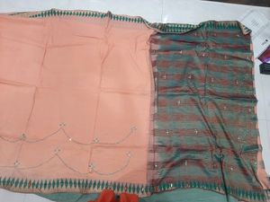 Pure Cotton Embroidery Work Saree And Blouse