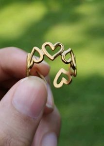 Anti Tarnish Heart Shaped Adjustable Ring