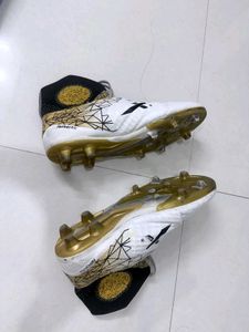 White &amp; Gold Football Cleats