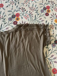 Stylish Lace Shoulder T-Shirt