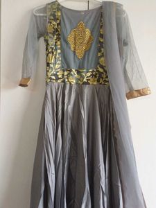 Elegant Grey ethnic gown with Kundan work