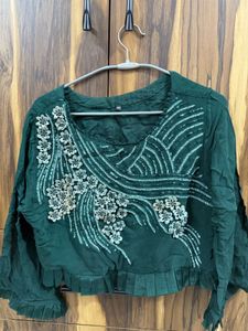 Designer Embroidered Green dress
