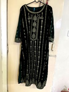 green velvet kurta set