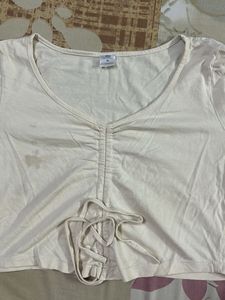 Ruched V-Neck Crop Top