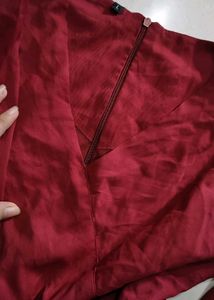 Elegant Ruffled Maroon Dress
