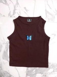 Butterfly Sleeveless Crop Top