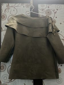 Olive Green Ruffled Top