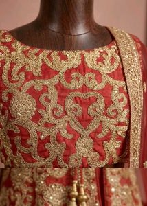 unstitched Red Embroidered Lehenga Choli