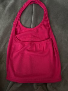 Hot Pink Ribbed Halter Top
