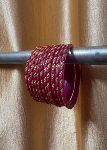Vibrant Magenta &amp; Gold Bangles