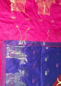 Blue &amp; Pink Handloom Saree Absolutely New