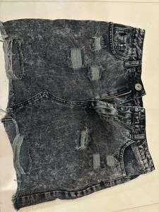 Distressed Acid Wash Denim Shorts