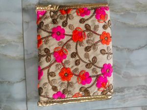 Floral Embroidered Pouch