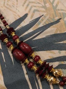 Boho Statement Necklace with Red Stone