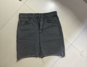 Chic Grey Denim Mini Skirt