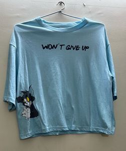Light Blue Tom & Jerry Graphic T-Shirt