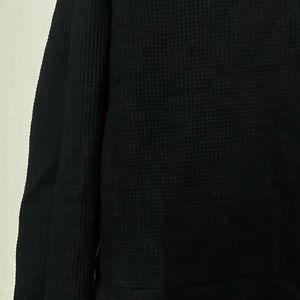 Classic Black Waffle Knit Sweater