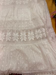 White Cotton Maxi Skirt with Lace Detailing
