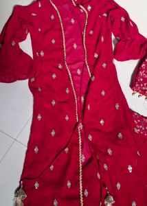 Maroon Embroidered Sharara Suit Set