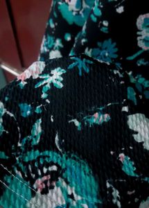 Floral Print Fit and Flare black Dress