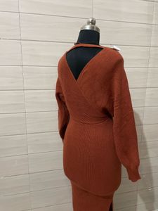 Imported Elegant Knit Wrap Dress