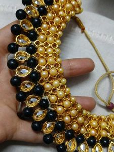 Stunning Black &amp; Gold Pearl Necklace Set