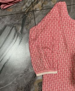 Pink Printed Kurta Set with Dupatta