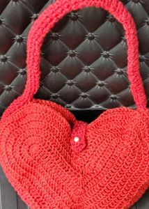 Red Heart Crochet Shoulder Bag