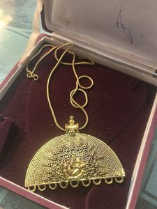 Ornate Gold oxidised Pendant Necklace