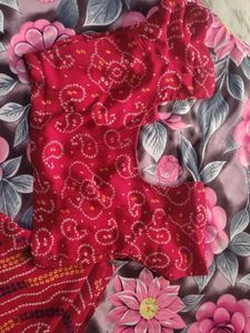 unused Vibrant Bandhani Saree with Blouse