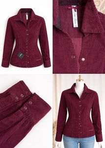 Chic Burgundy Corduroy Button-Up Shirt