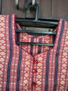 Beautiful Striped Buti Work Kurta Set