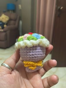 Crocheted Cupcake Keychain