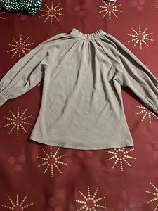 Elegant Grey Bell Sleeve Top