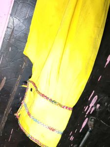 Bright Yellow Kurta with Embellished Sleeves