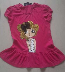 Cute Pink top for girls with sequins doll