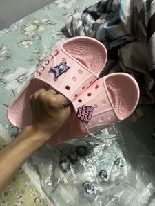 Pink Crocs Slides with Jibbitz