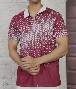 Men's Geometric Print Polo Shirt (Size- XL)