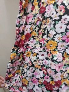 Floral Print Puff Sleeve Square Neck Dress