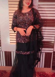 Sparkling Black Tiered Lehenga