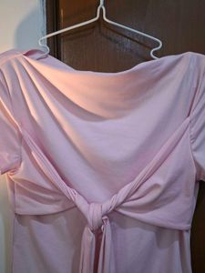 Pink Tie-Front Crop Top