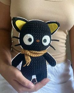 black cat cuddle plushie