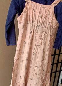 Casual Pink Striped Pinafore Dress