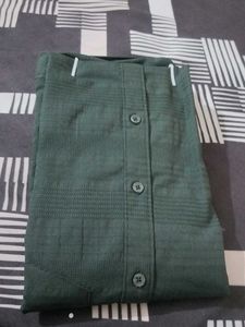 stylish Dark Green Dobby Lycra Cotton Shirt - Medi