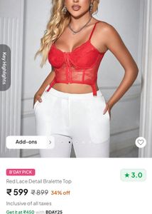 Red Lace Bralette Top