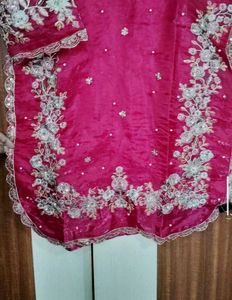 Embroidered Magenta Kurta with plazo and dupatta