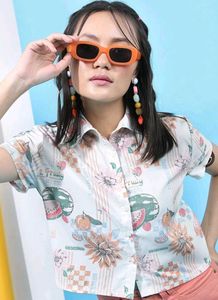 Cute Fruit Print Short Sleeve Shirt