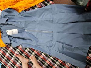 Blue Collared Zipper Dress