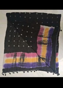 Black Bandhani Dupatta with Colorful Border